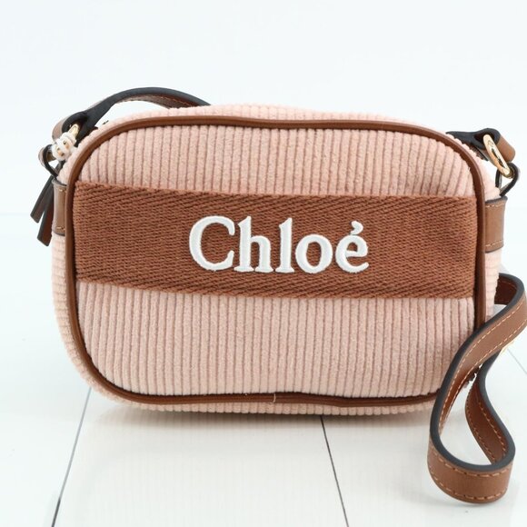 NWT CHLOÉ  Light Pink Ribbed Bag With Logo - Picture 1 of 16